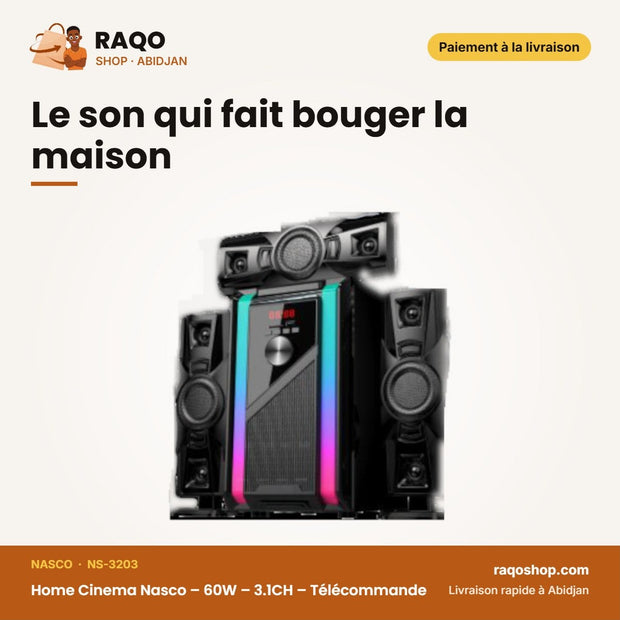 Home Cinema Nasco – 60W – 3.1CH – Télécommande | NS-3203
