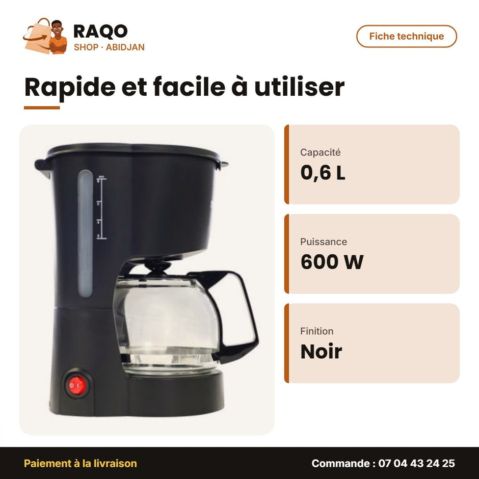 Machine à Cafe Nasco 0.6 L 600W – Noir | CAFE_CM1093-CB
