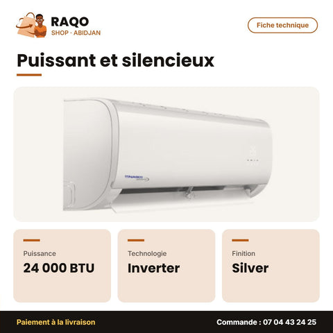 Split 24.000 BTU Inverter Nasco R410 Façade Blanche Contour Silver | NAS-M24V1