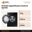 Machine à Laver 11kg + Séchage 6kg Samsung – Front Load – Noire – 1900-2300W | WD11DG5B15BBEU