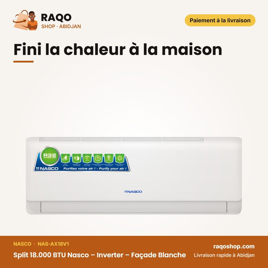 Split 18.000 BTU Nasco – Inverter – Façade Blanche | NAS-AX18V1