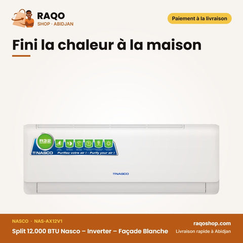 Split 12.000 BTU Nasco – Inverter – Façade Blanche | NAS-AX12V1