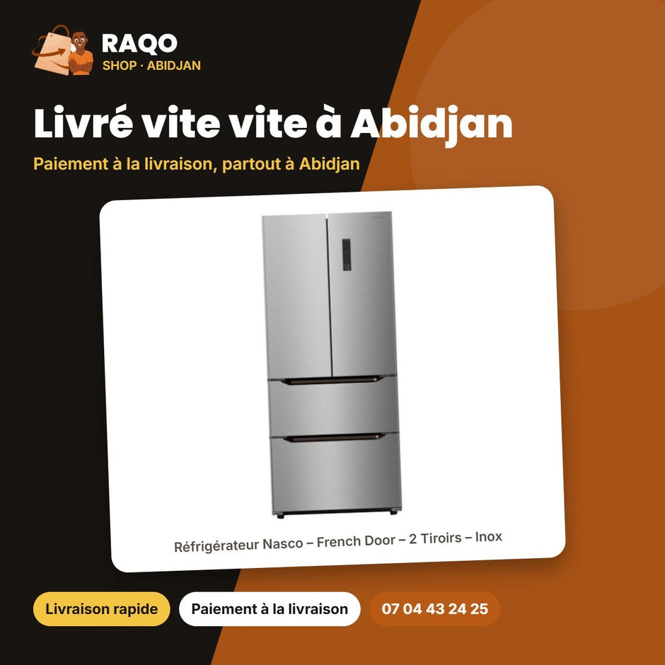 Réfrigérateur Nasco – French Door – 2 Tiroirs – Inox | SNASF2-66.2-F