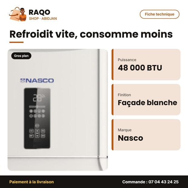 Armoire Split Nasco – 48.000 BTU – Façade Blanche | NAS-AX48FL