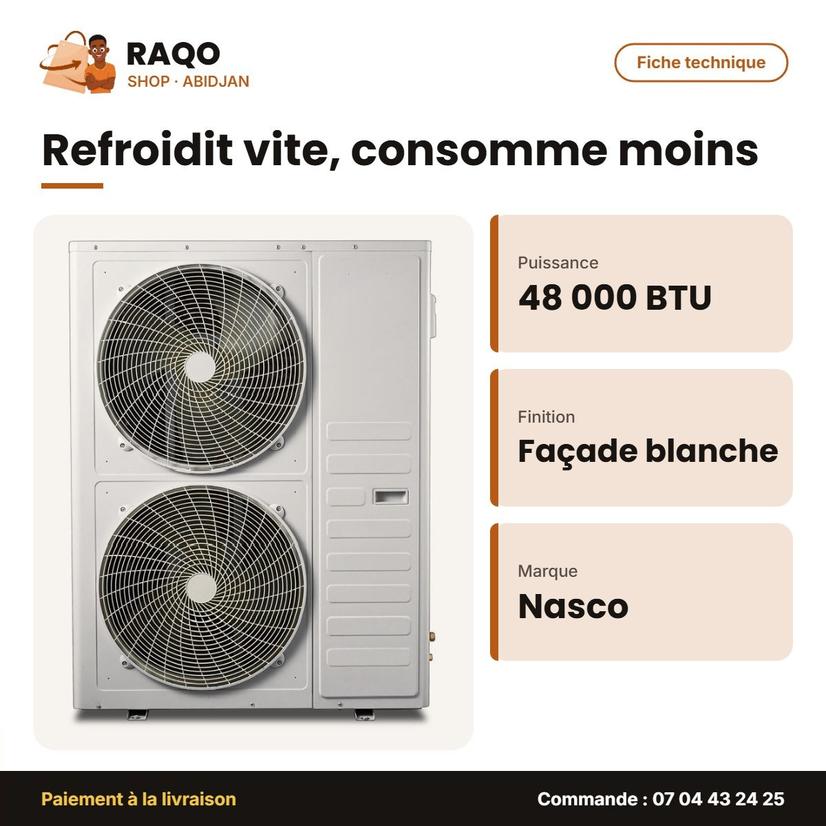 Armoire Split 48.000 BTU Nasco – Façade Blanche | NAS-TFS-48N1