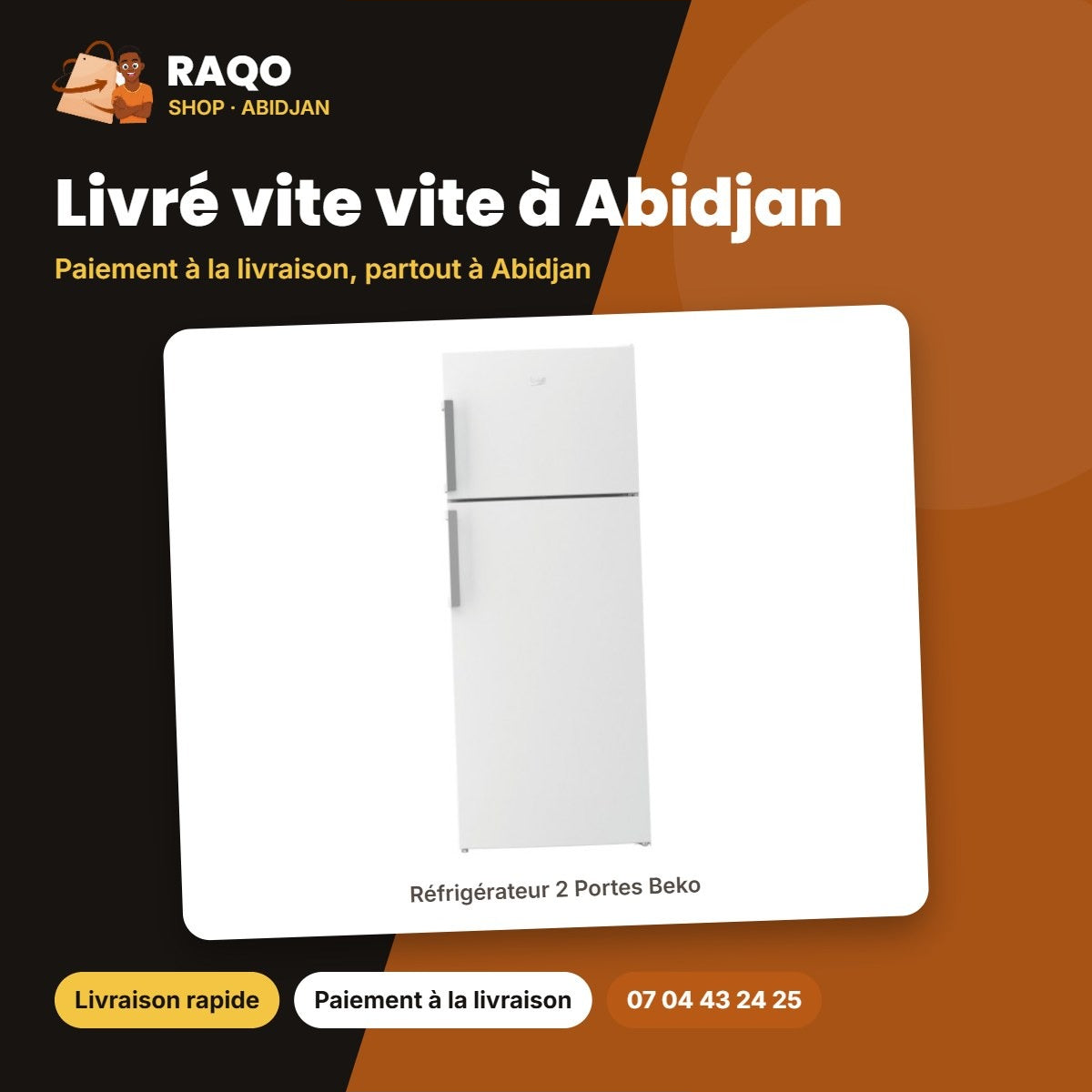 Réfrigérateur 2 Portes Beko – 364L REF+126LT Net Congélateur – Blanc | BEKO_RDSE600M21W