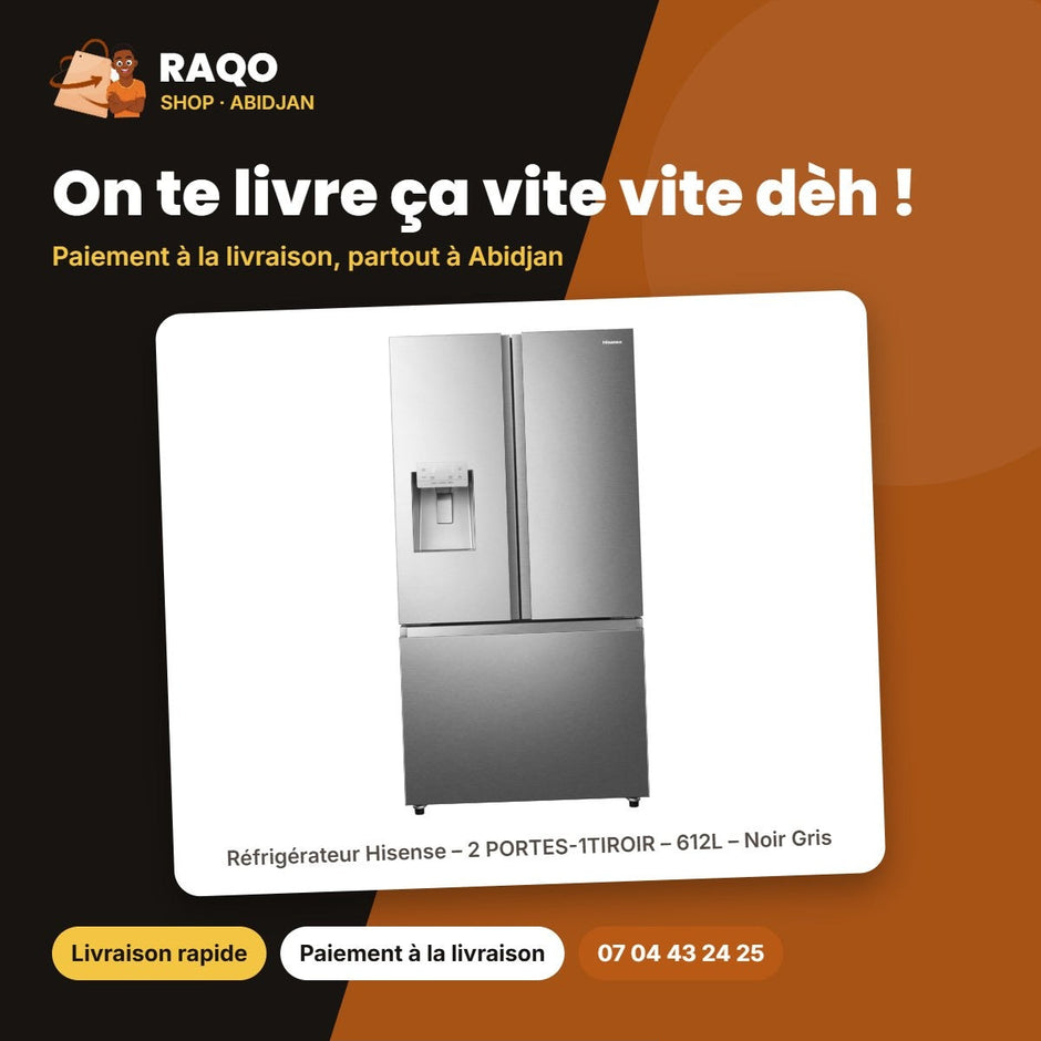 Réfrigérateur Hisense – 2 PORTES-1TIROIR – 612L – Noir Gris | RF-79WC