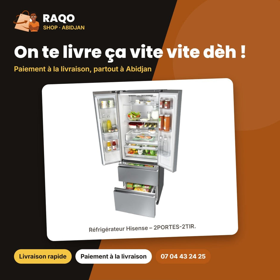 Réfrigérateur Hisense – 2PORTES-2TIR. – Distributeureau-Glac. – Noir | RM-63WC4