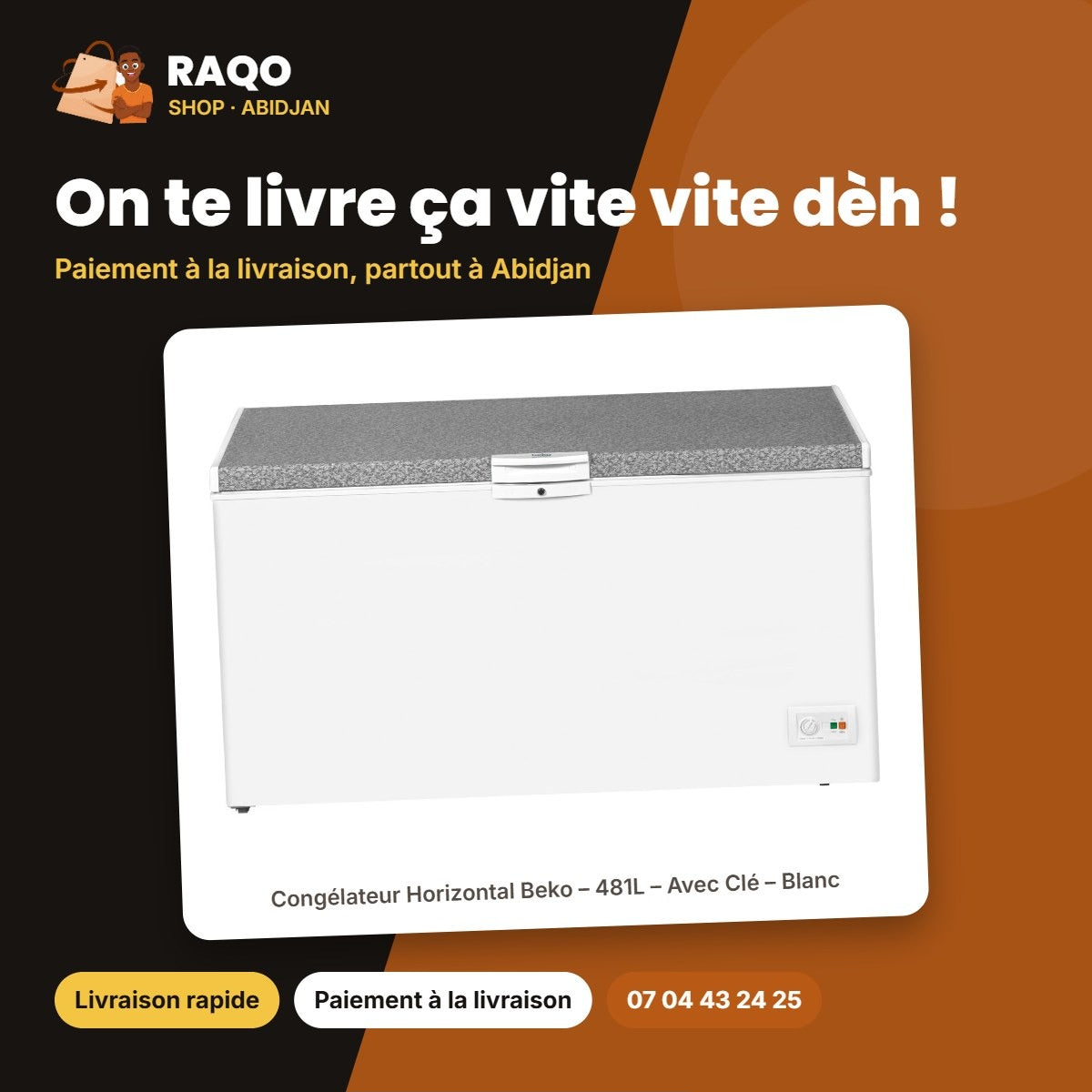 Congélateur Horizontal Beko – 481L – Avec Clé – Blanc | BCF5012AW