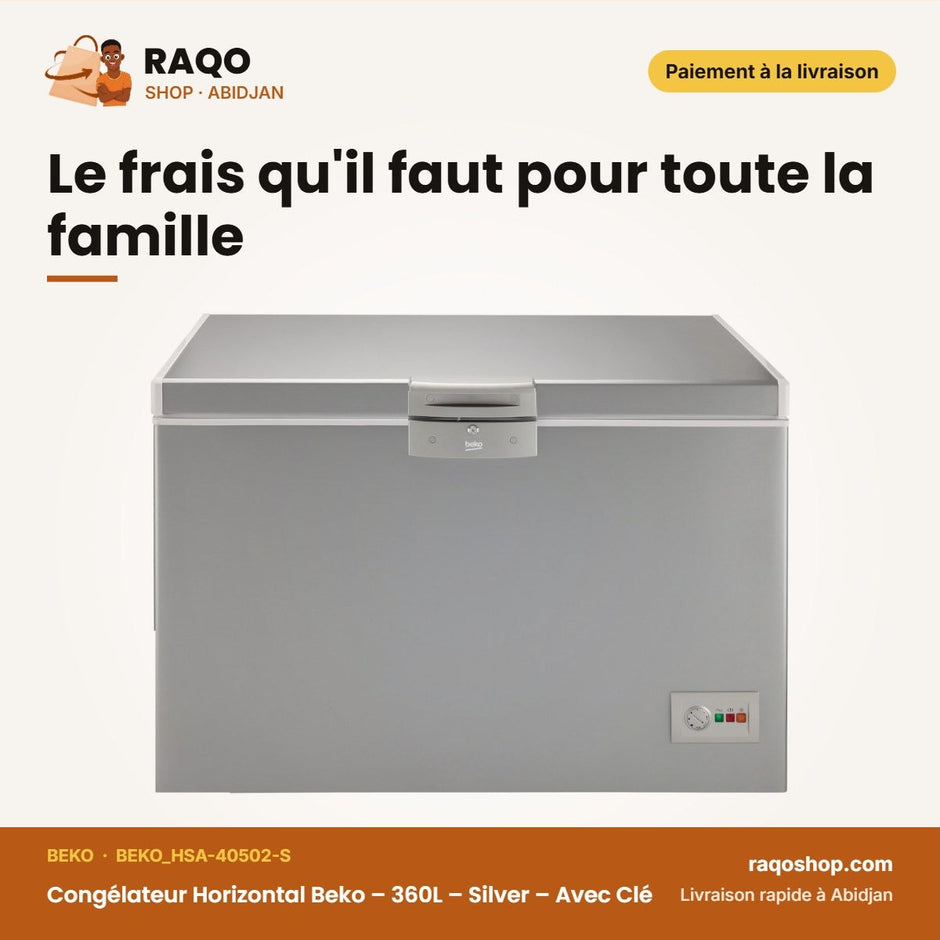 Congélateurhorizontal Beko – 360L – Silver – Avec Clé | BEKO_HSA-40502-S