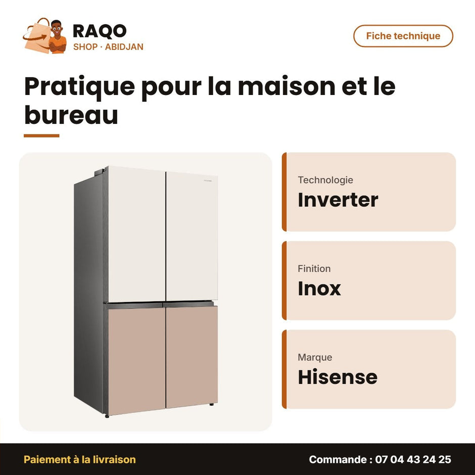Réfrigérateur Hisense – Inverter – Distributeur D'eau – Stainless Steel | RC-73WC4