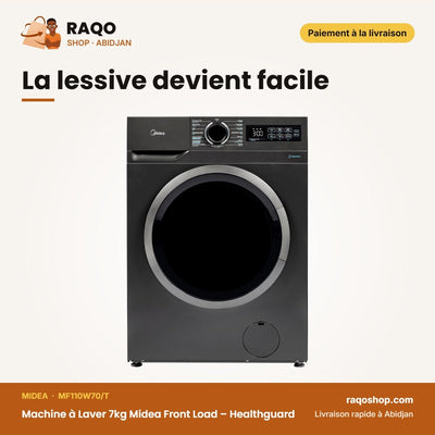 Machine à Laver 7kg Midea Front Load – Healthguard – 1200RPM – Titane | MF110W70/T