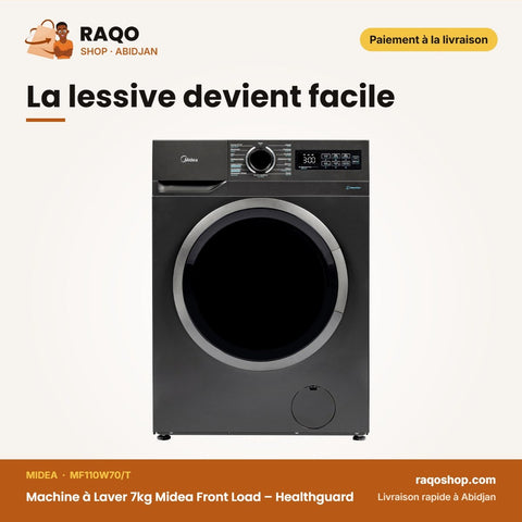 Machine à Laver 7kg Midea Front Load – Healthguard – 1200RPM – Titane | MF110W70/T