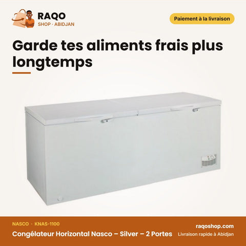 Congélateur Horizontal Nasco – Silver – 2 Portes – 2 Paniers Int. | KNAS-1100