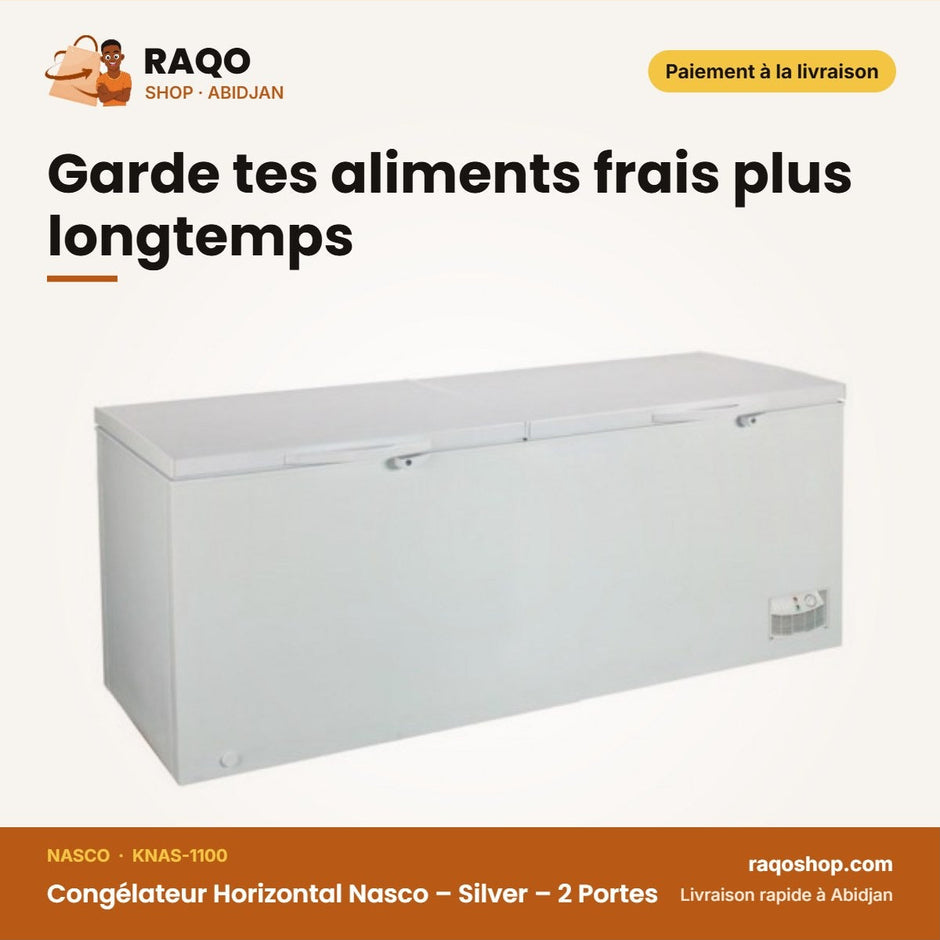 Congélateur Horizontal Nasco – Silver – 2 Portes – 2 Paniers Int. | KNAS-1100