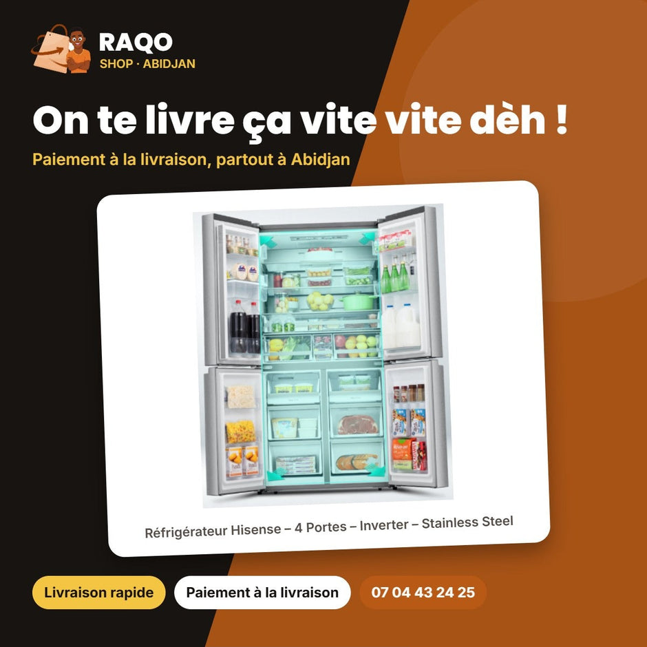 Réfrigérateur Hisense – 4 Portes – Inverter – Stainless Steel | RC-73WCR