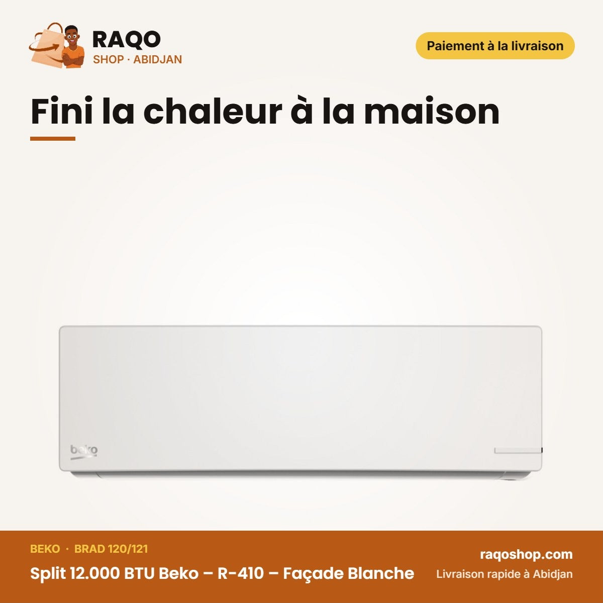 Brad 120 Beko – 121 - Split 12.000 BTU Beko – R-410 – Façade Blanche | BRAD 120/121