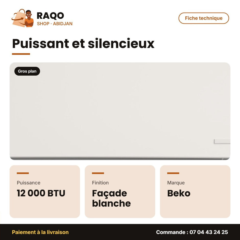 Brad 120 Beko – 121 - Split 12.000 BTU Beko – R-410 – Façade Blanche | BRAD 120/121