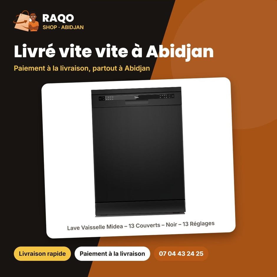 Lave Vaisselle Midea – 13 Couverts – Noir – 13 Réglages | WQP12-5201C