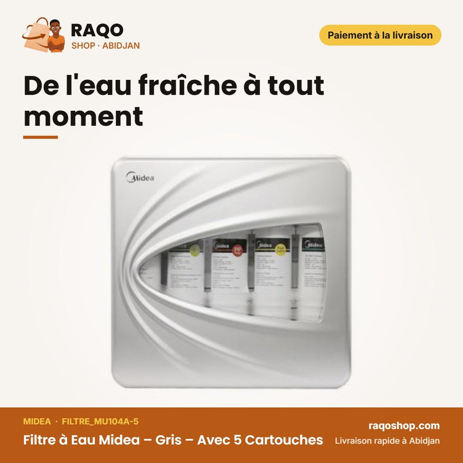 Filtre à Eau Midea – Gris – Avec 5 Cartouches | FILTRE_MU104A-5