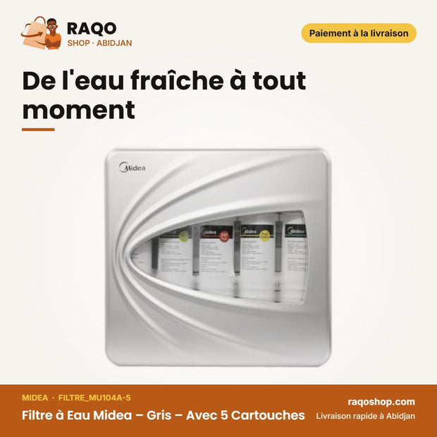 Filtre à Eau Midea – Gris – Avec 5 Cartouches | FILTRE_MU104A-5
