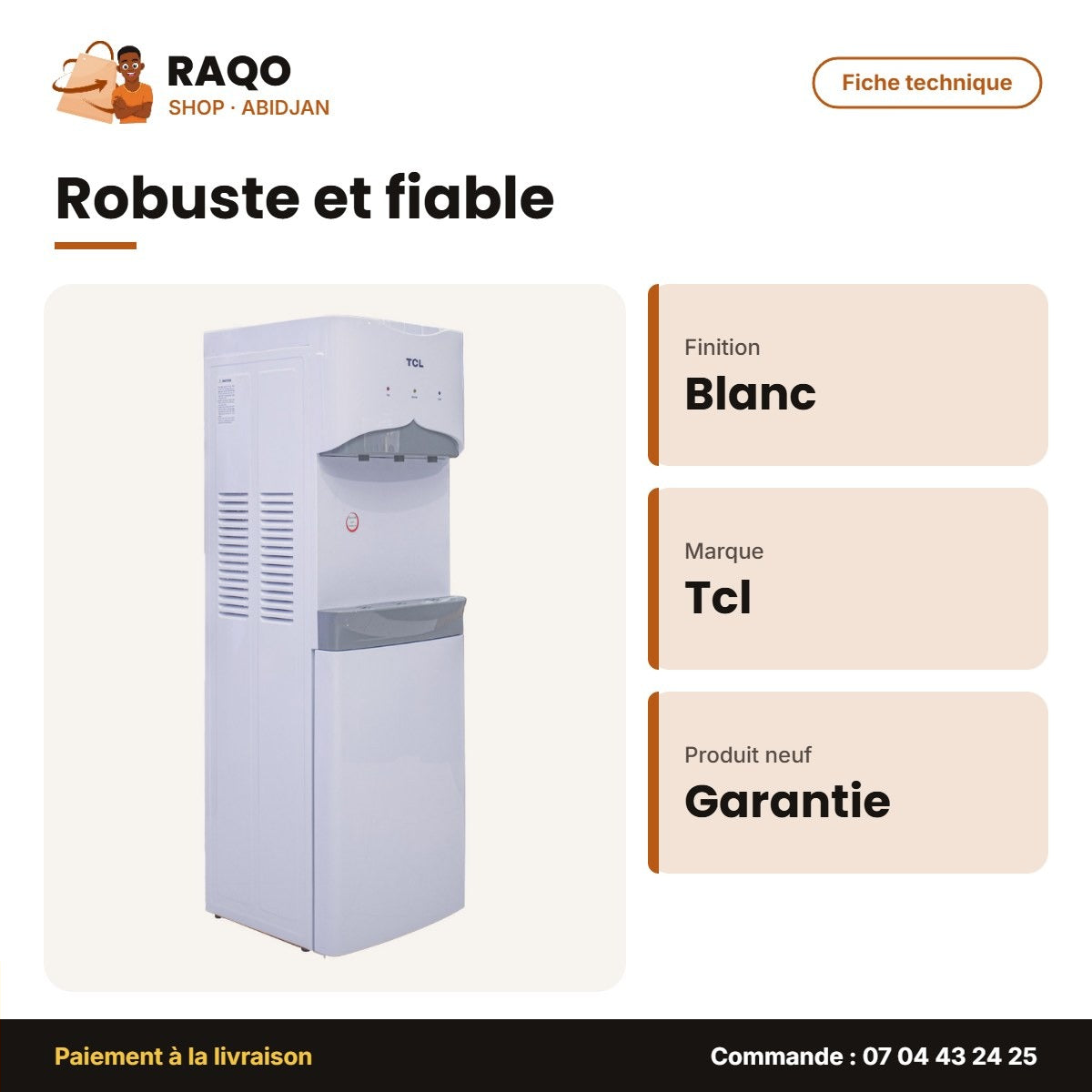 Distributeur D'eau TCL – 3 Robinets – Armoire – Blanc | TY-LWYR109W