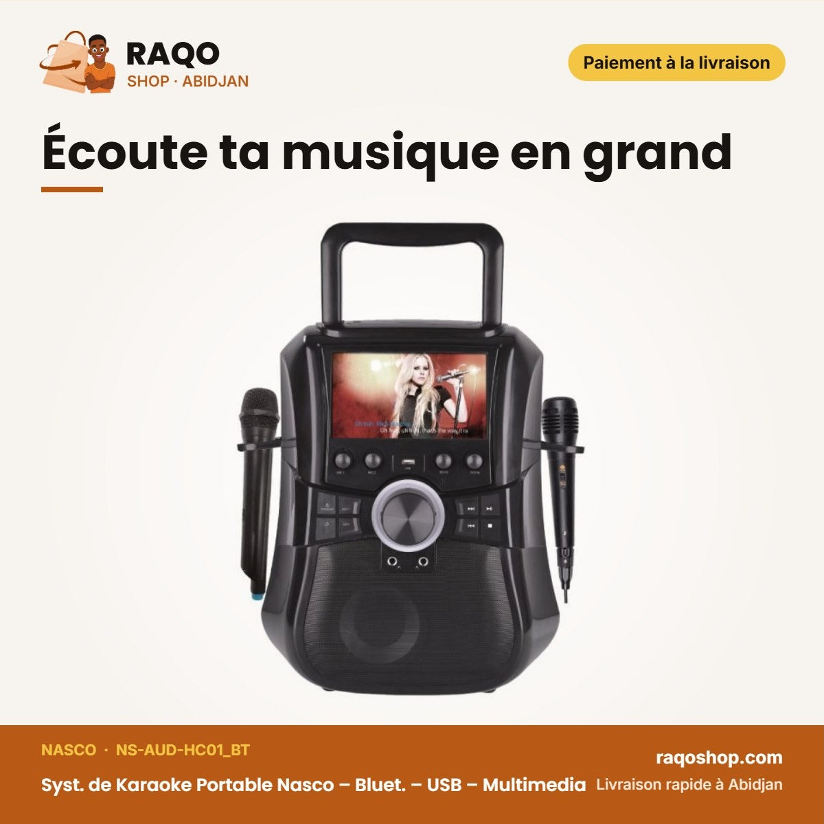 Syst. de Karaoke Portable Nasco – Bluet. – USB – Multimedia | NS-AUD-HC01_BT