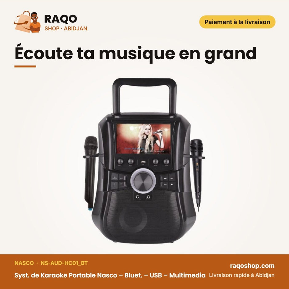Syst. de Karaoke Portable Nasco – Bluet. – USB – Multimedia | NS-AUD-HC01_BT