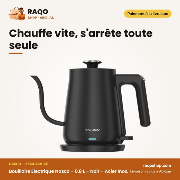Bouilloire Électrique Nasco – 0.8 L – Noir – Acier Inox. | KES4146A-GS