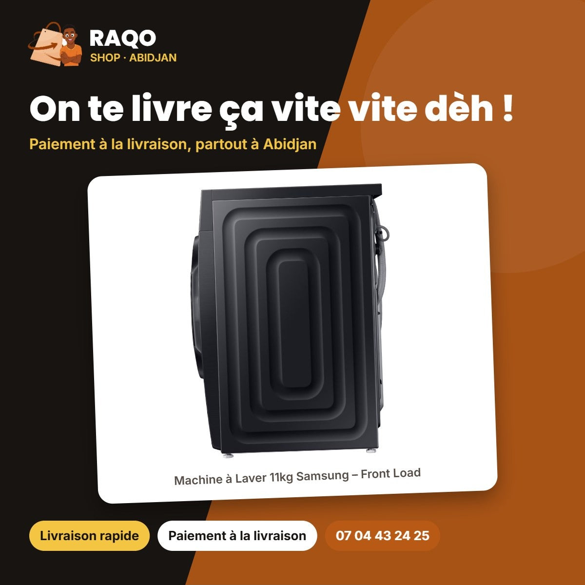 Machine à Laver 11kg Samsung – Front Load – Digital Inverter – Noir | WW11CGC04DABNQ