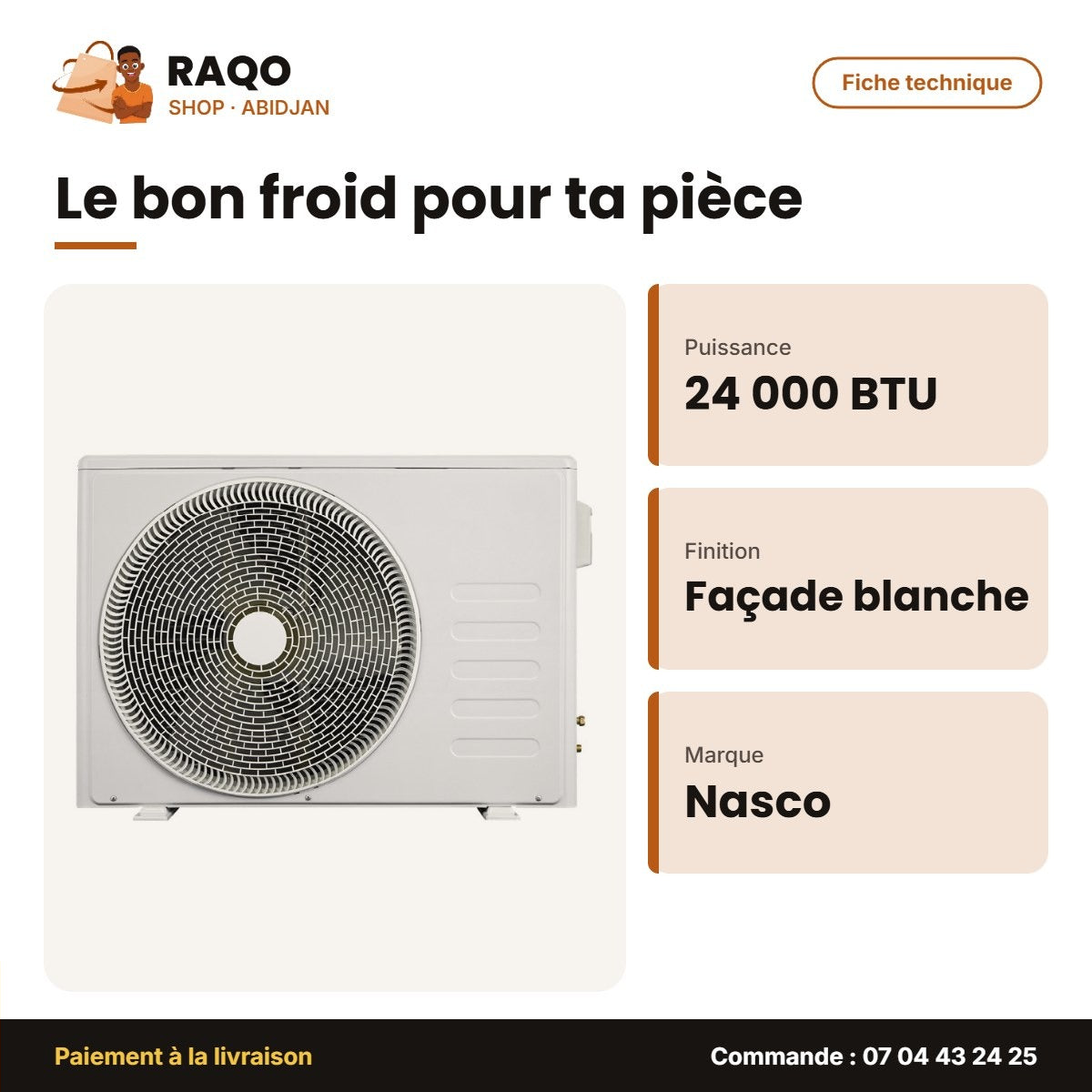 Armoire Split 24.000 BTU Nasco – Façade Blanche | NAS-TFS-24N1