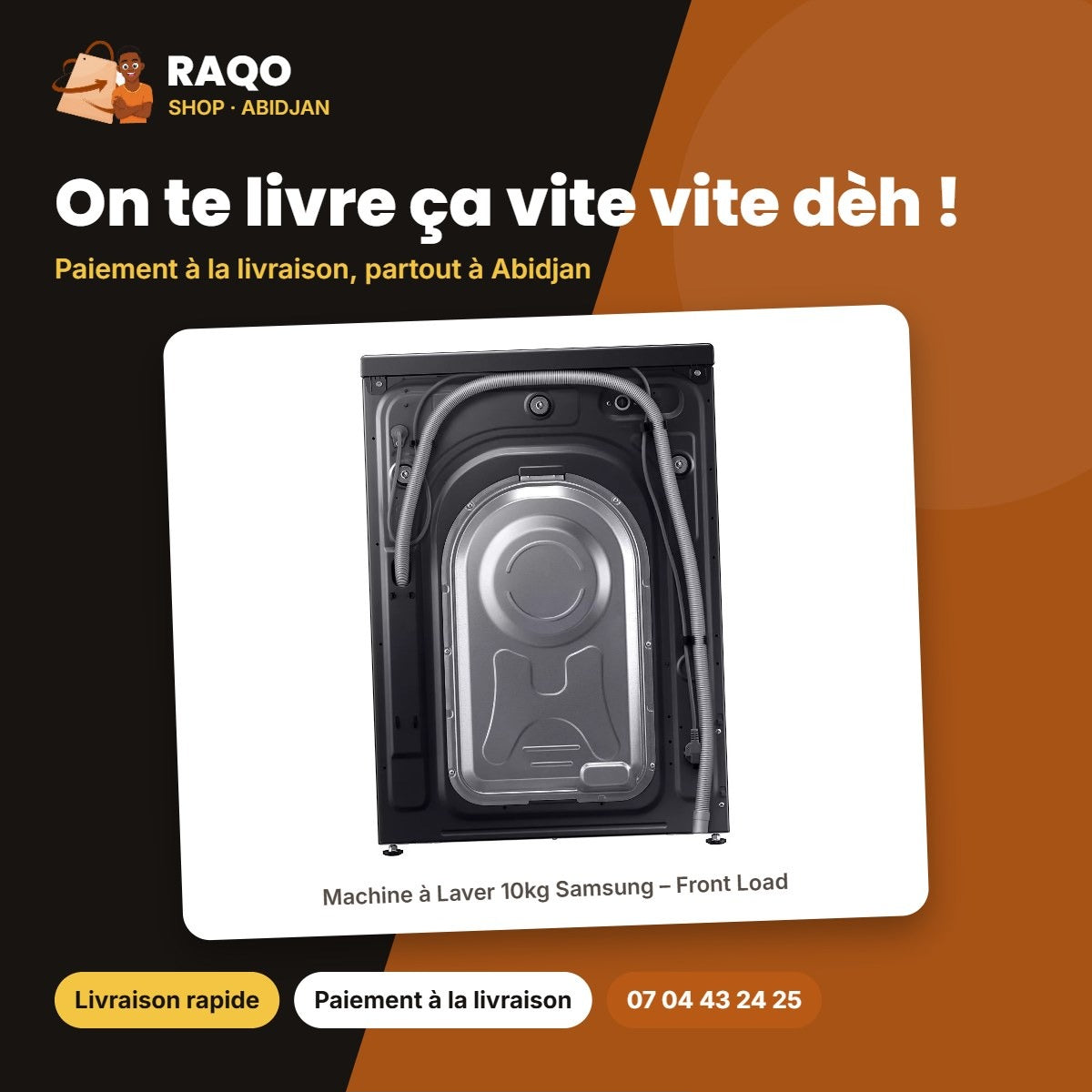 Machine à Laver 10kg Samsung – Front Load – Digital Inverter – Noir | WW10DG6U94LBNQ