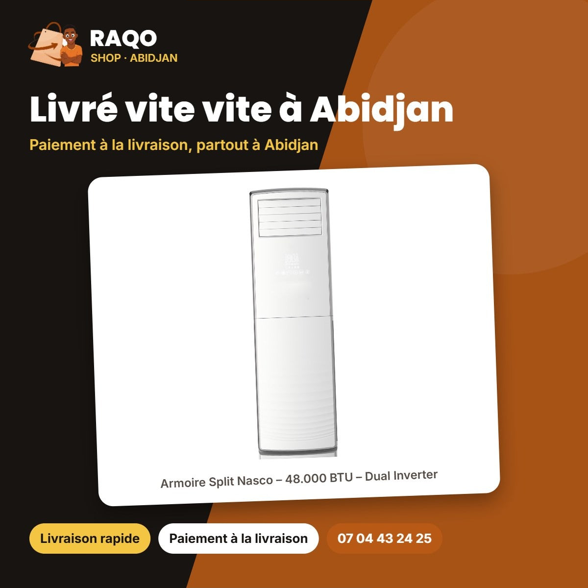 Armoire Split Nasco – 48.000 BTU – Dual Inverter – Façade Blanche | NAS-TFS-48V1