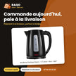 Bouilloire Plastique Nasco – 1.7 Litres – Noir – 360° | KEP0301-GS