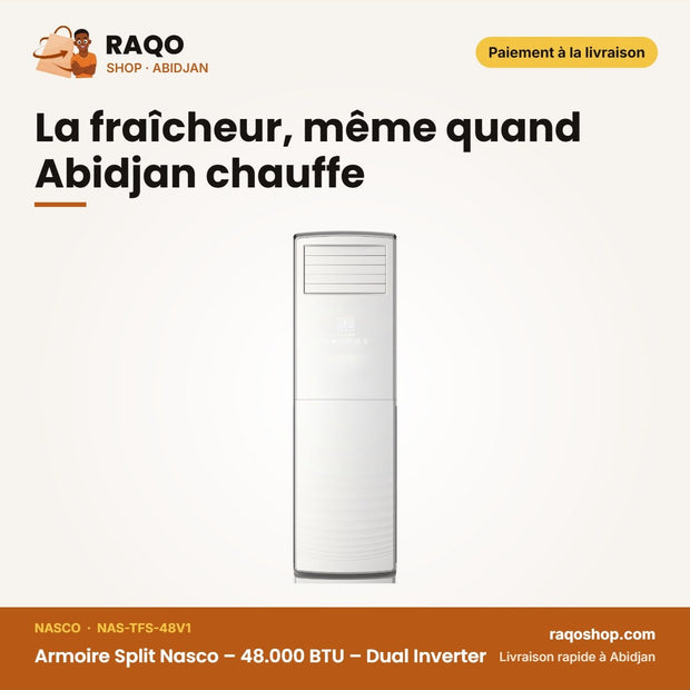 Armoire Split Nasco – 48.000 BTU – Dual Inverter – Façade Blanche | NAS-TFS-48V1
