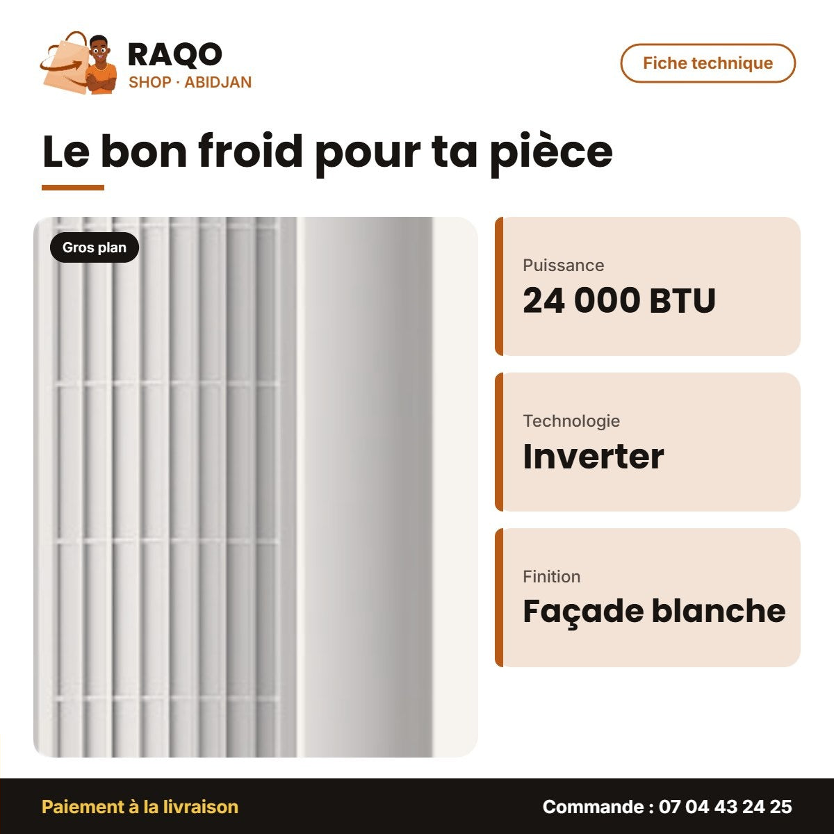 Clim Armoire Nasco – 24.000 BTU – Dual Inverter – Façade Blanche | NAS-TFS-24V1