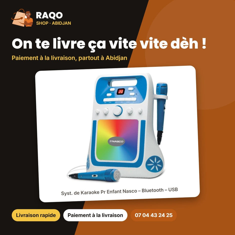 Syst. de Karaoke Pr Enfant Nasco – Bluetooth – USB – Avec Micro. | NS-AUD-HC02_BT
