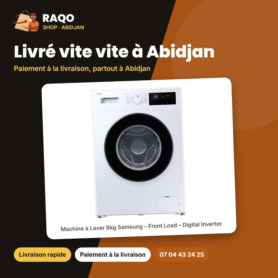 Machine à Laver 8kg Samsung – Front Load – Digital Inverter – Blanc | WW80FG3M05AWNQ