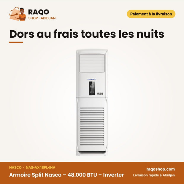 Armoire Split Nasco – 48.000 BTU – Inverter – Façade Blanche | NAS-AX48FL-INV