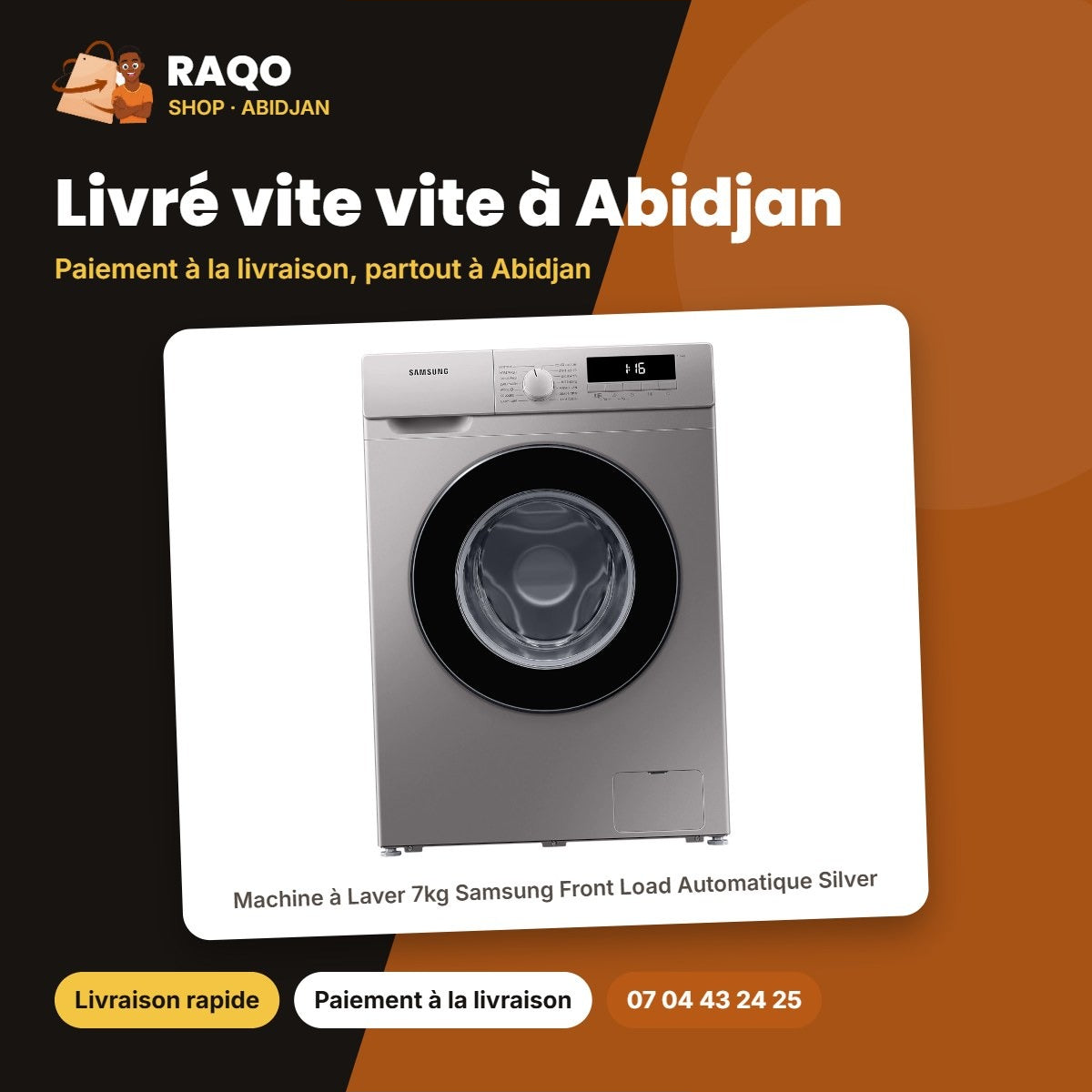 Machine à Laver 7kg Samsung Front Load Automatique Silver | WW70T3010BS/NQ