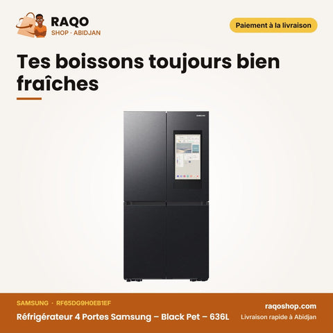 Réfrigérateur 4PORTES Samsung – Black Pet – 636L – Écran Tactile Family Hub | RF65DG9H0EB1EF