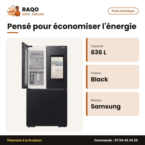 Réfrigérateur 4PORTES Samsung – Black Pet – 636L – Écran Tactile Family Hub | RF65DG9H0EB1EF