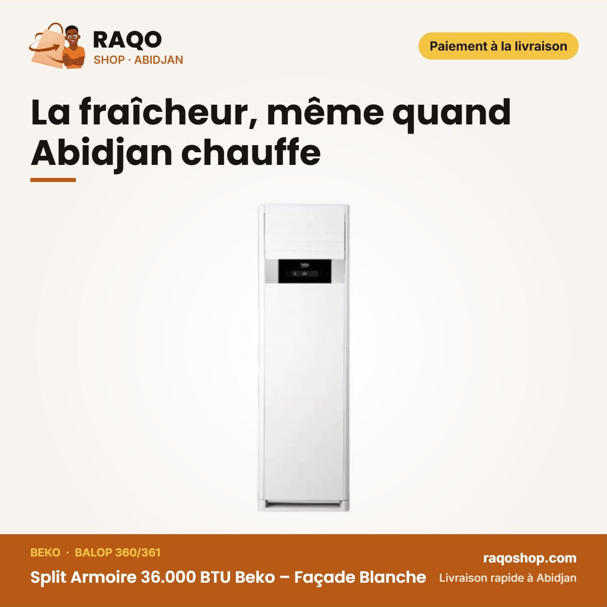 Balop 360 Beko – 361 - Split Armoire 36.000 BTU Beko – Façade Blanche | BALOP 360/361