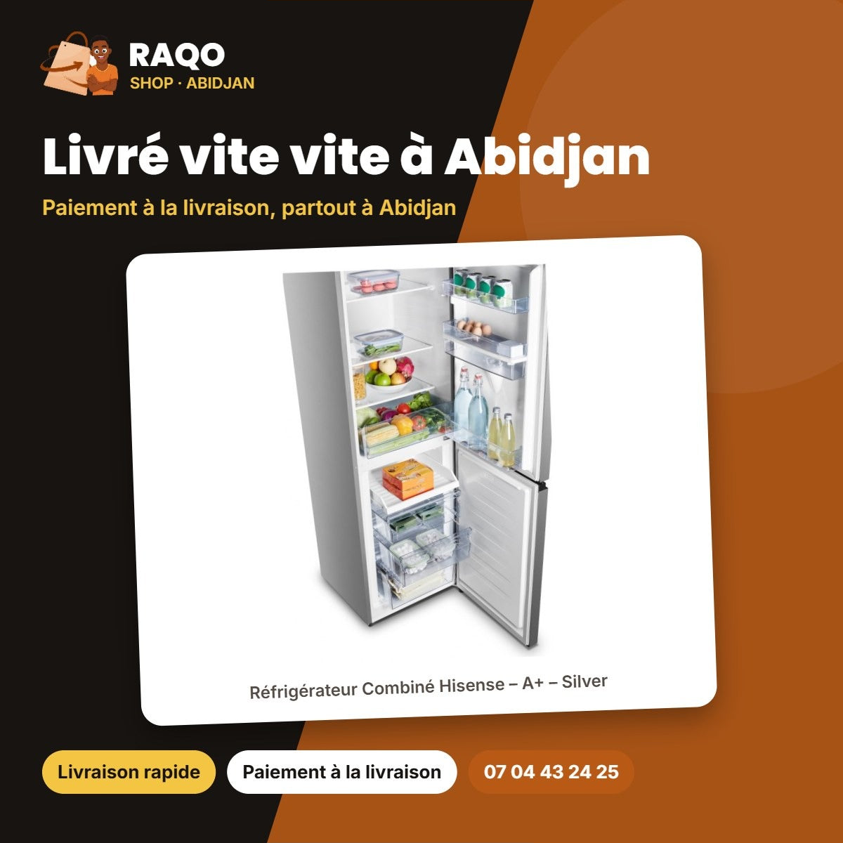 Réfrigérateur Combiné Hisense – A+ – Silver – 240L NET(159+81) | RD-34DC4SB