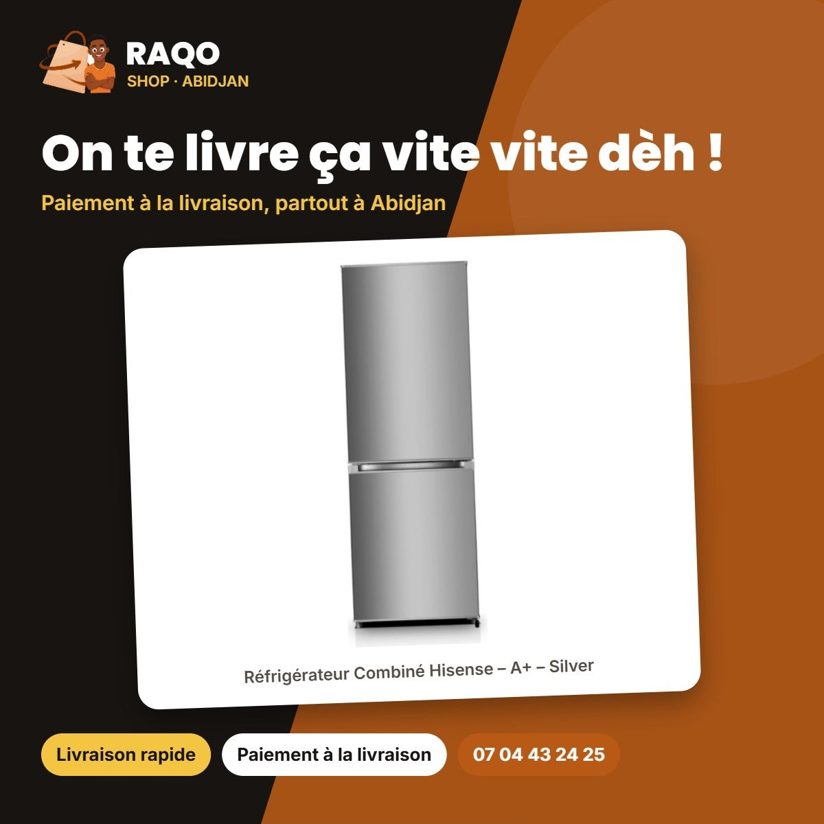 Réfrigérateur Combiné Hisense – A+ – Silver – 225L NET(159+66) | RD-29DC4SA