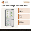 Réfrigérateur Combiné Nasco – 327L (221L+106L) – 3 Tiroirs – Gris Fonce | HNASFN2-40