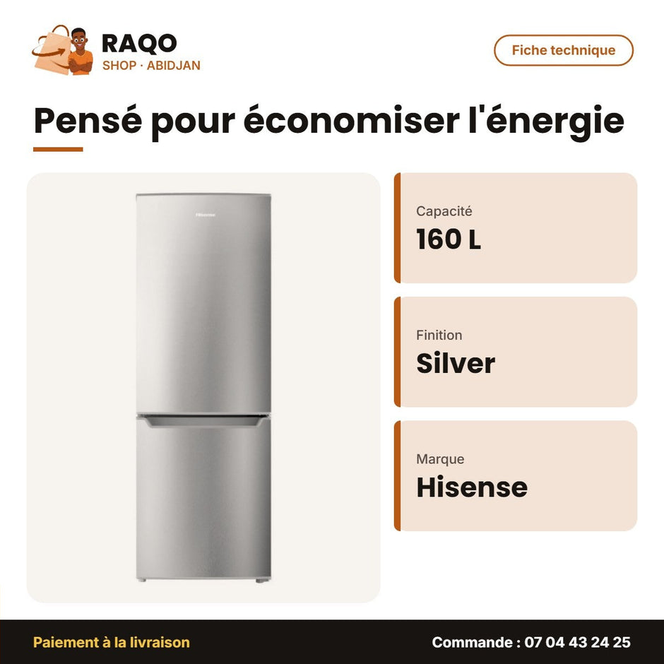 Réfrigérateur Combiné Hisense – A+ – Silver – 160L (112L+48L) | RD-23DC4SA