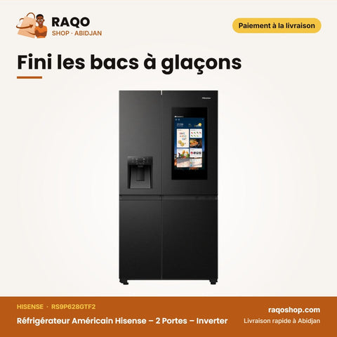 Réfrigérateur Américain Hisense – 2 Portes – Inverter – Distributeur Eau+glac. | RS9P628GTF2