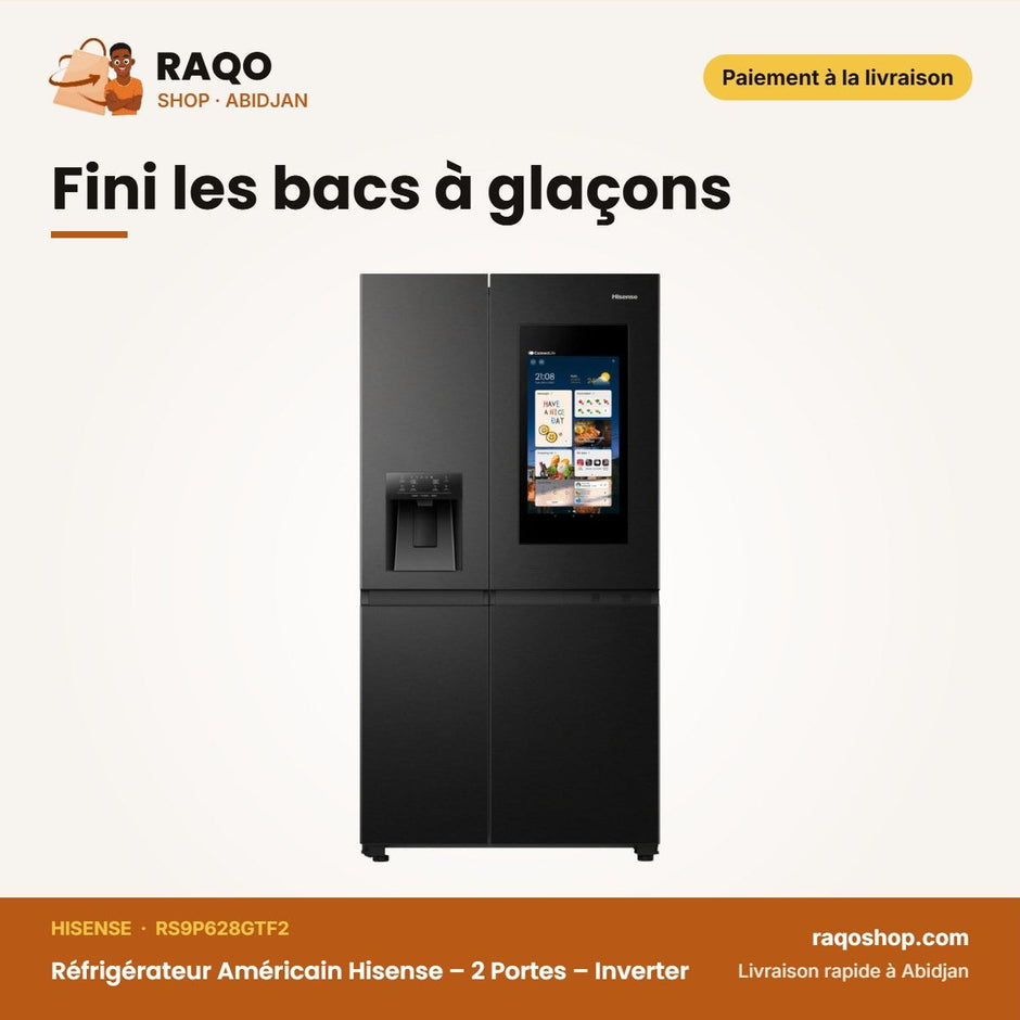 Réfrigérateur Américain Hisense – 2 Portes – Inverter – Distributeur Eau+glac. | RS9P628GTF2