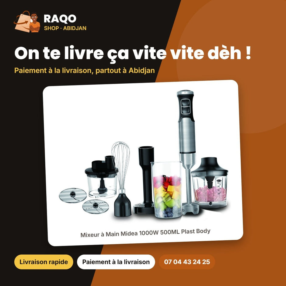 Mixeur à Main Midea 1000W 500ML Plast Body – Kit D'accessoire 2P – Multi Fonction | BH1001W